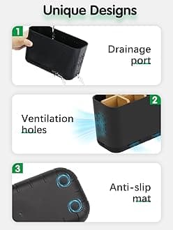 Black Toothbrush Holder, Bamboo Toothbrush and Toothpaste Holder with Drainage, Large Electric Toothbrush Holder Organizer, Kids Toothbrush Holders for Bathrooms Countertop