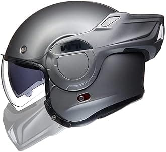 ILM Vintage Full Face Modular Motorcycle Helmet for Adults Men ATV UTV Snowmobile with 180° Reversible Chin Guard DOT Model-B707(Matte Gray, 2XL)