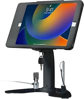 CTA Digital Dual Kiosk Stand – CTA Dual Security Kiosk Stand with Locking Case, Cable, and 360-Degree Rotating Base – Compatible with iPad 7th/ 8th/ 9th Gen 10.2-inch, iPad Air 4, (PAD-ASKB10) – Black