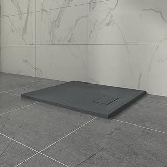 Aquariss SMC Slate Effect Shower Enclosure Tray 800x700mm Rectangular Wetroom Shower Base Anthracite