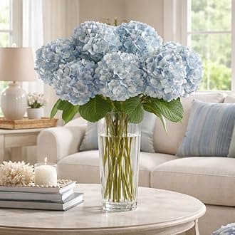 GlobalRose 10 Blue Hydrangeas – Responsibly Sourced Blue Flowers – Hand-Picked Flowers Fresh Bouquet for Graduation, Anniversary, Birthday & Special Occasions