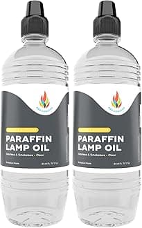 The Dreidel Company Liquid Paraffin Lamp Oil - 1 Liter - Smokeless, Odorless, Ultra Clean Burning Fuel for Indoor and Outdoor Use (Clear) (2-Pack)