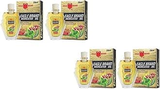 2 Packs - Yellow Twin Eagle Essential Medicated Oil - 4 Chai Dau Con O Vang - 24mL per Bottle with 4 Bottles per Order - Made in Singapore