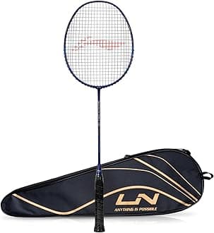Li-Ning G-Force Superlite Max 10 Carbon Fibre Badminton Racket with Free Full Cover(80 Grams, 28 Lbs) (Navy/Silver/Red)