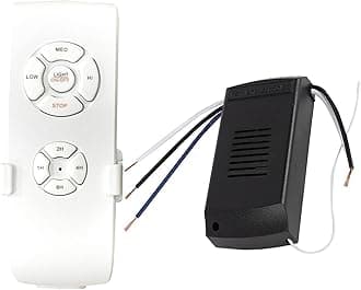 Universal Wireless Ceiling Fan Remote Control Kit, Wireless Timing Intelligent Remote Control, Adjust Wind Speeds Ceiling Fan Pendant Light Controller Switch for Light Hotel(Black+White/220 V)