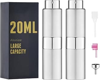 20ML Perfume Atomizer, Empty Cologne Spray Bottle, Mini Sprayer Dispenser for Travel (Silver, 2PCS)