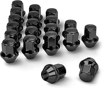Dynofit 14x1.5 Wheel Lug Nuts Compatible with Ford Lincoln Mustang Explorer Edge, 20PCS M14x1.5 OEM Black Lug Nuts 1.5"H 13/16" Hex for Fusion Maverick Aviator MKX, Replace OE#ACPZ-1012-D|ACPZ-1012-M