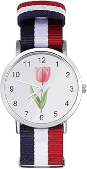 GenericTulips-Flower Trendy Wrist Watches for Unisex Classic Casual Braided Strap Quartz Watch
