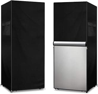 Dalema Outdoor Refrigerator Cover,600D Heavy Duty 100% Waterproof Upright Freezer Cover,Outside Stand Up Fridge Covers.Front Can Be Rolled-Up by Zippers.(Black,33" W x 33" D x 67" H)
