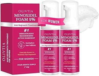 5% Minoxidil Foam for Women Hair Growth: Extra Strength Hair Regrowth Treatment – Revitalize Hair Follicles & Regrow Thicker, Fuller Hair – Hair Loss Solution - 2x60ML