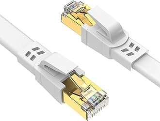 Ercielook CAT8 Ethernet Cable 0.75m- High Speed Shielded Flat Internet Cable, Weatherproof S/FTP UV Resistant for Router/Gaming/Modem - White