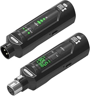 XTUGA UHF Wireless XLR Transmitter and Receiver, Microphone Transmitter Receiver with 48V Phantom Power, Rechargeable Mic Adapter for Dynamic/Condenser Microphones, PA System