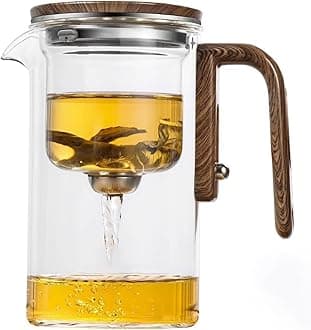 Enchanti Magic Teapot, Water Separation Glass Teapot With Wooden Handle, Magical Teapot With Infuser, Glass Teapot With Strainer For Loose Tea Teapot (520ml)