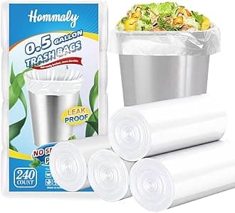 0.5 Gallon 240 pcs Mini Clear Trash Bags, Tiny Strong Garbage Bags,Small Plastic Bags for Desktop Trash Bin, Tiny Bathroom Trash Can Bin Liners,Mini Bags for Waste Basket Liner,Fit 2 Liters-Clear