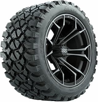 GTW 14 Inch Golf Cart Wheels and Tires Combo | Matte Gray Spyder Wheels on 23x10-R14 Nomad All Terrain Radial Tires | Set of 4 (Matte Gray)