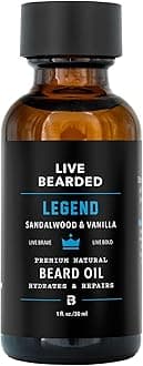 Beard Oil, 1 fl oz - Premium All-Natural Jojoba - Made in the USA - Hair and Skin Care for Men with Dry, Flaky Patches | Legend Scent - Sandalwood, Vanilla