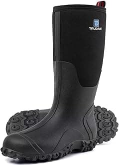 TrudaveRubber Boots for Men with Steel Shank, Waterproof Insulated Reliable Rain Boots for Outdoor Work Hunting, Warm Dry 5mm Neoprene Anti-slip All-Season Mud Boots, Size 5-14