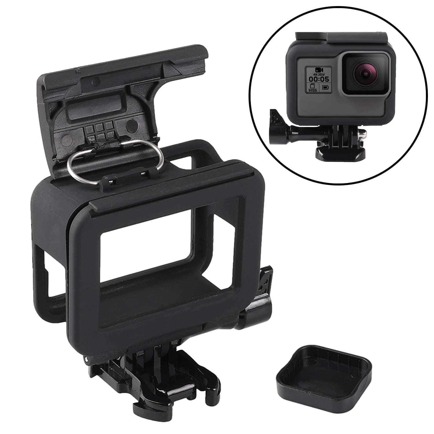 Black Frame Clear View Protective Skeleton Housing Case Shell with Lens for Gopro Hero 3+ Hero 4