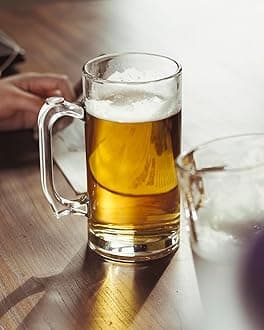 LUXU 35 OZ Beer Mugs,Heavy Large Beer Glasses with Handle,Classic Beer Mug glasses,Style Extra Large Glass Beer Stein Super Mug