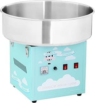 Royal Catering Commercial Candy Floss Machine RCZK-1200-BG (1200 W, Ø 52 cm, 1 Unit / 30-60 s, Sep. Control: Thermostat and Rotation, Incl. Measuring Spoon) Turquoise