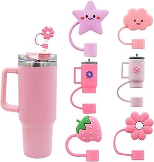 6Pcs pink Straw Cover