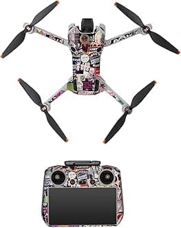 Skin Stickers Compatible with DJI Mini 4 Pro, Waterproof Sticker Decal Skin DIY Accessory for DJI Mini 4 Pro Drone and RC 2 Controller (C)
