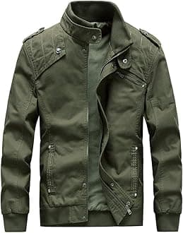 Men's Casual Winter Cotton Military Jackets Outdoor Full Zip Army Coat