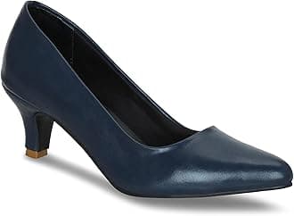 Get Glamr Women Faux Leather Classic Work Pumps|| Semi-Pointed Toe|| Block Low Heels|| Smart Causals|| Heel Pumps
