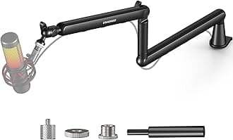 Aokeo Microphone Arm, AK-55 Desk Low Profile Adjustable Mic Boom Arm Stand,Suitable For Blue Yeti,Snowball iCE, HyperX QuadCast,SoloCast,Elgato Wave,Etc