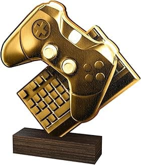 Trophy Monster Wooden Classic Sierra Gamers Trophy FREE Engraved Plate | Gold, Silver or Bronze | Made from Sustainable Printed 8mm Thick Birch Plywood | Buy in 5 Sizes (135mm)