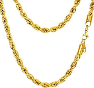 PROSTEEL Stainless Steel Chain Necklace for Men Women, Wheat Chain/Rope Chain, Black/Silver/Gold Tone, W:3mm/6mm, L: 18/20/22/24/26/28/30 inch, Come with Box