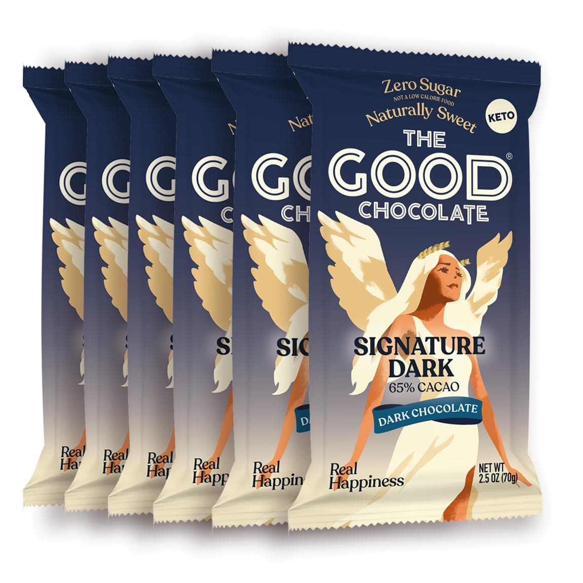THE GOOD CHOCOLATE – Dark Chocolate Bars with Zero Sugar & Lower Net Carbs – Keto Chocolate Bar with Lower Calories, All Natural and Non-GMO Keto Snacks, 2.5 oz (6 Bars Value Pack)