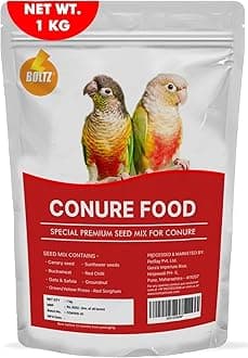 - Best Bird Food for Conures, Natural and Healthy Premium Seed Mix for Conure Parrot, Daily Birds Treat for Conures, Complete Nutrition to All Life Stages (1 KG (Pack of 1))