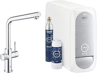 Blue Home Duo Starter Kit - Kitchen Mixer Tap for Filtered, Chilled and Sparkling Water (Includes Cooler Unit, Filter and Co2 Carbonization Bottle) High Swivel L-Spout, Chrome 31454001