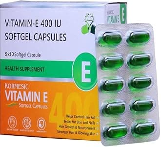 Vitamin E Capsule for Face and Hair | 100% Natural Vitamin E Supliment Capsule 5x10 (50 Capsule)