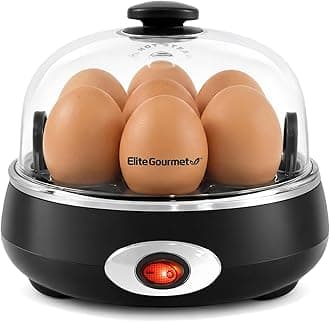 Elite Gourmet Easy Electric 7 Egg Capacity Cooker, Poacher, Omelet Maker, Scrambled, Soft, Medium, Hard Boiled with Auto Shut-Off and Buzzer, BPA Free