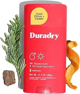 Duradry Clinical-Strength Antiperspirant Deodorant for Women and Men – Clean Formula with Natural Ingredients for Odor and Excessive Sweat Protection – (Cool Citrus + Cedar)2.3 Oz