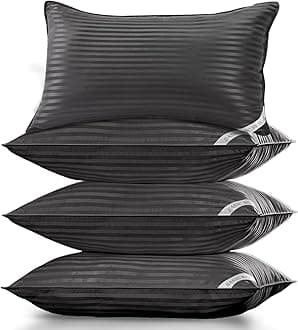 Basic Beyond Bed Pillows Standard Size Set of 4 - Down Alternative Pillows for Sleeping, Soft 20 x 26 Inches 4 Pack Standard Pillows for Back, Stomach or Side Sleepers, Black