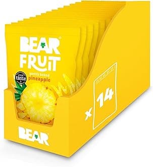 BEAR Fruit Dried Pineapple Packs - Gently Baked Fruit - Healthy - Vegan - 14 x 35g