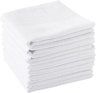 ScotamaloneMen's Handkerchiefs 100% Soft Cotton White Hankie Hankerchieves
