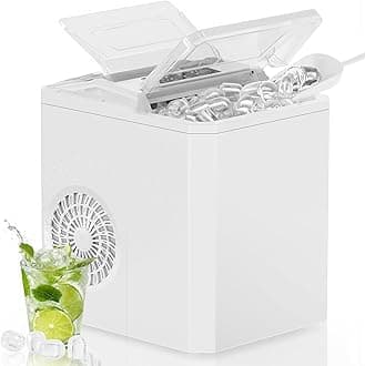 OLIXIS Ice Maker Machine, 26lbs in 24Hrs, 9 Ice Cubes in 6 Mins,Auto-Cleaning Portable Ice Maker with Basket and Scoop, Countertop Ice Maker for Home/Kitchen/Camping/RV, White