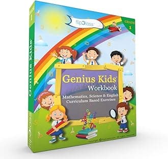Genius Kids Worksheets (Bundle) for Class 1 (Grade-1) - Set of 6 Workbooks (English, Mathematics and Science)