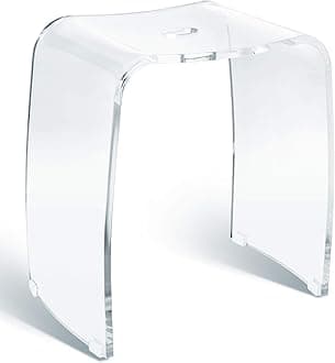 Shower Chair for Inside Showers - Clear Acrylic Bathroom Stool with 400 lb Capacity, Waterproof Bench for Bath-tub, Modern Portable Seat with Handle Hole (Transparent)