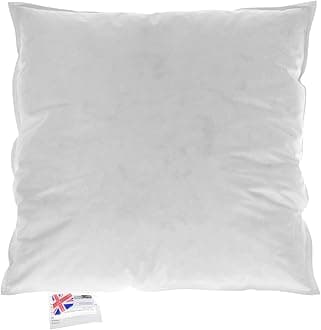 HOMESCAPES Goose Feather and Down Cushion Pad 80 x 80 cm (32” x 32”) Inner Insert Filler with 100% Cotton Down Proof Cover Hypoallergenic RDS Certified Machine Washable
