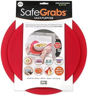 Multi-Purpose Silicone Original Microwave Mat as Seen on Shark Tank | Splatter Guard, Trivet, Hot Pad, Pot Holder, Minimize Mess (BPA Free, Heat Resistant, Dishwasher Safe), Set of 2, Red