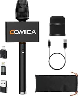 Revo S Wireless Handheld Microphone, Professional Handheld Interview Mic for iPhone16 15, Android Phones Laptops PC with USB-C Plug, Reporter Mic for Content Creators, Interviews, Reporting