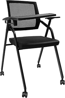 Conference Room Chair, Foldable Office Chairs with Universal Wheels & Table Portable Desk Chair Ergonomically Agreeable Desks Office Guest Chairs & Reception Chairs for Schools, Meeting Rooms