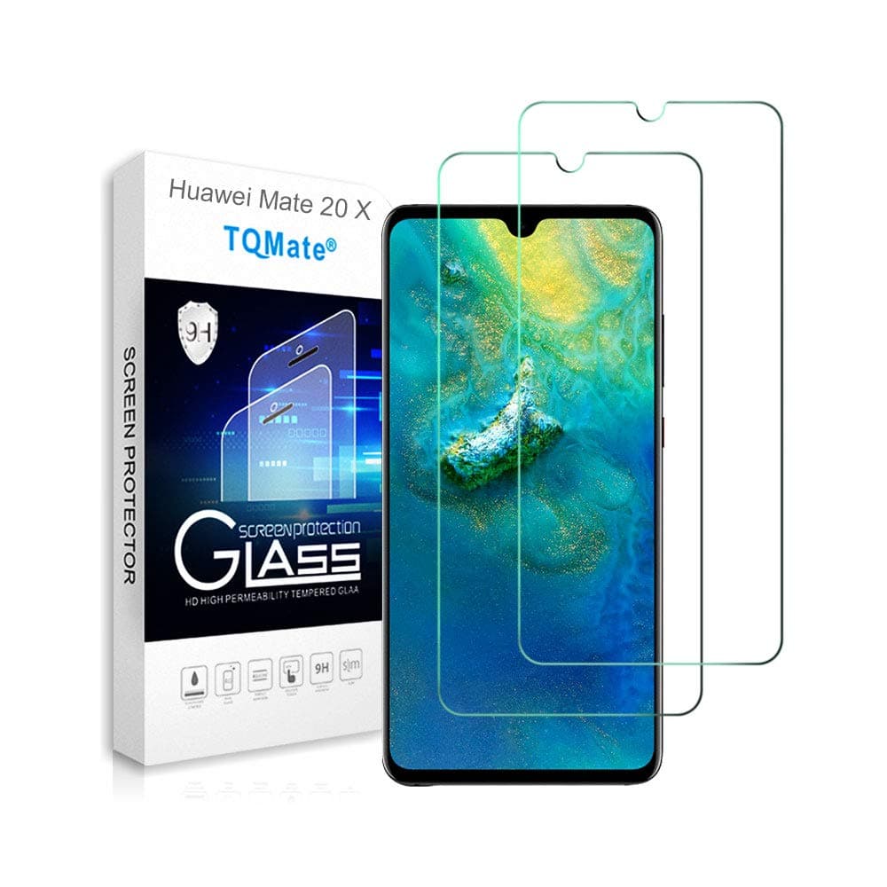 TQmate 2Pack,Compatible for Huawei Mate 20 X Screen Protector, tempered glass with 9H Hardness, Scratch resistant, Anti-Oil, 2.5D Round Edge