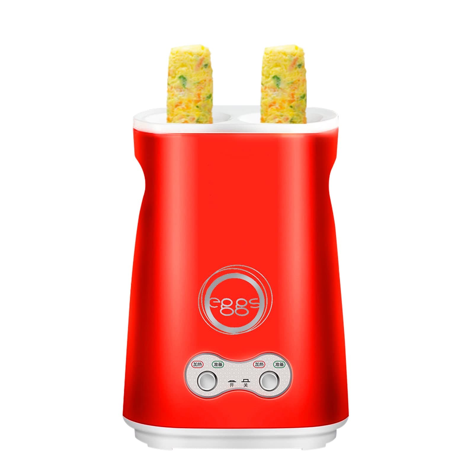 Electric Egg Roll Maker Machine Quick Egg Cooker Automatic Eggs Sausage Boiler Multifunction Nonstick Breakfast Eggs Boiler Double Tubes (Red)