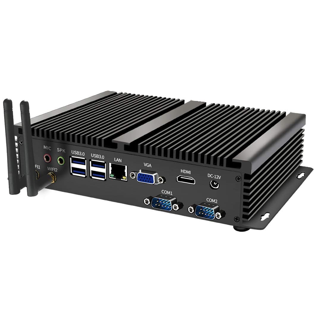msecore Mini Industrial PC, Rackmount Fanless Computers, Wall-mountable Desktop with i3-4005U, 8GB RAM, 128GB SSD, VGA, HDMI, 2xCOM RS232, WOL, Windows 10 Pro